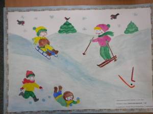 Раскраска дети гуляют зимой на участке рисование старшая группа #29 #263873