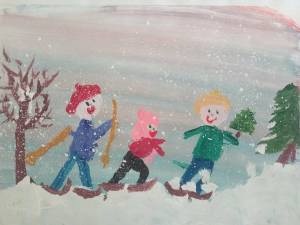 Раскраска дети гуляют зимой на участке рисование старшая группа #31 #263875
