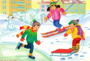 Раскраска дети играют зимой #4 #263998