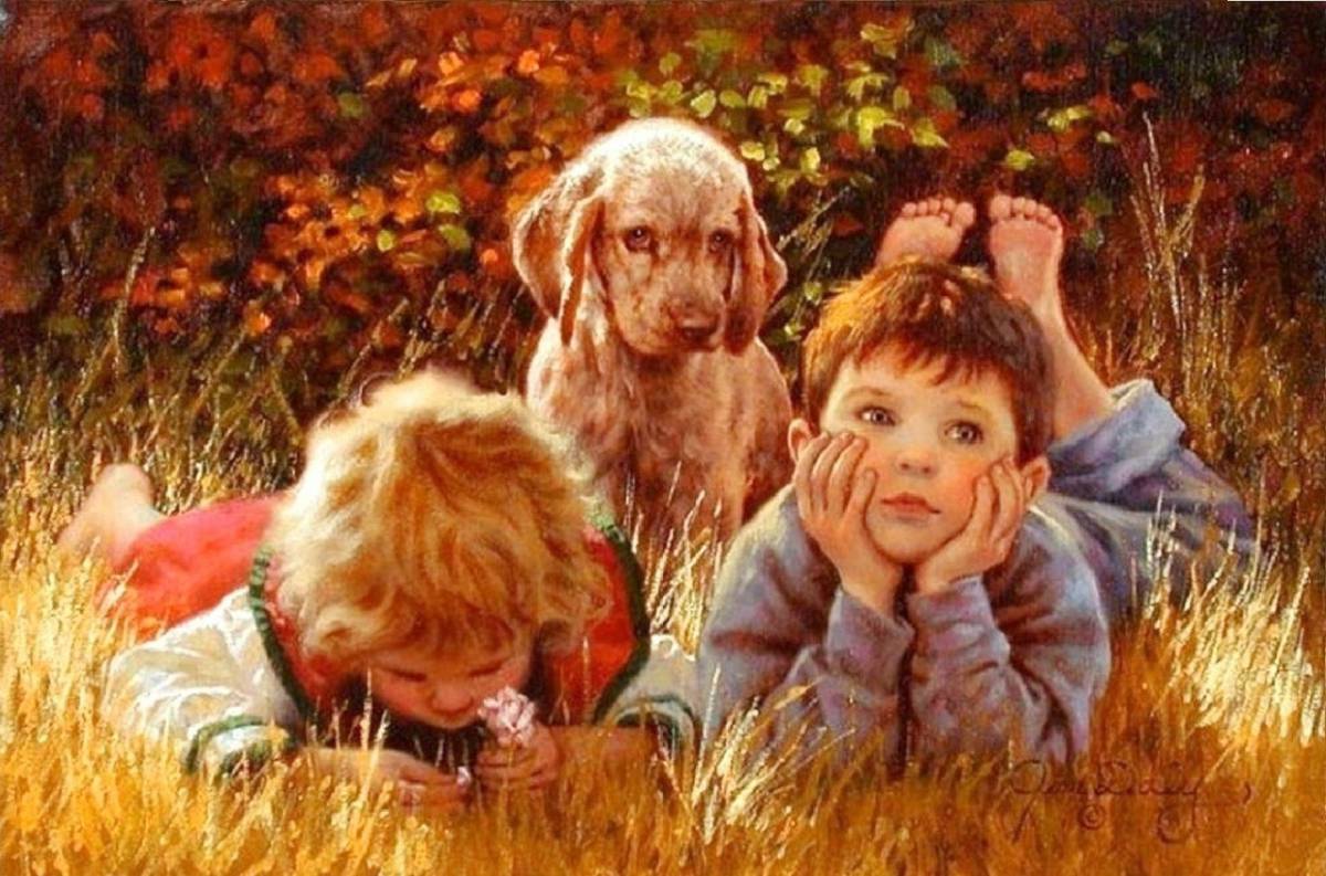 Американский художник джим дейли. Картины с изображением детей. Иллюстрации детства. Летние иллюстрации для детей. Американский художник джим дейли.