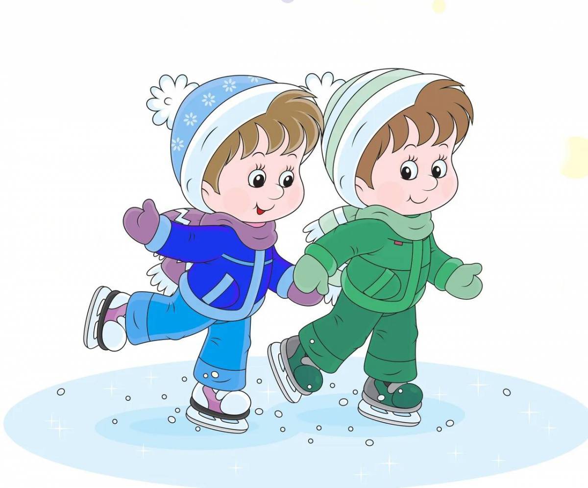 Дети играют зимой #12