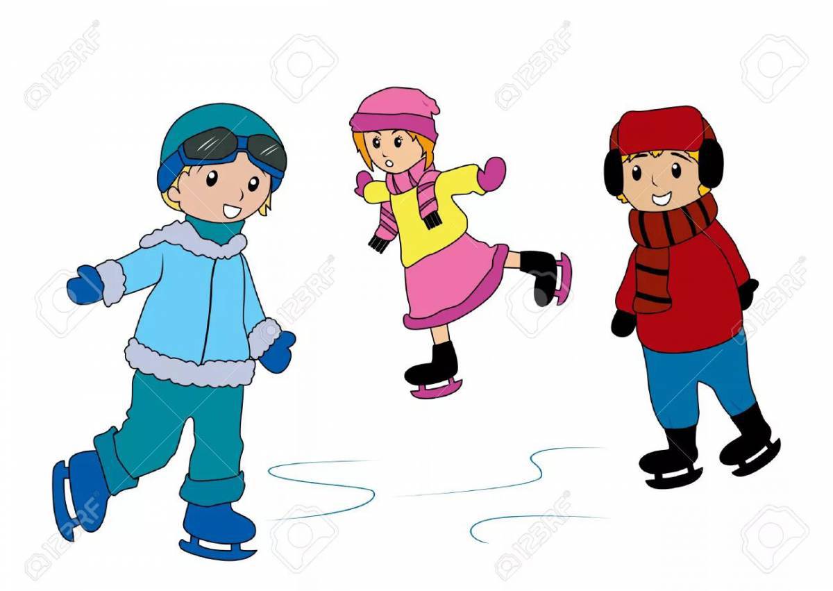 Дети катаются на коньках #9