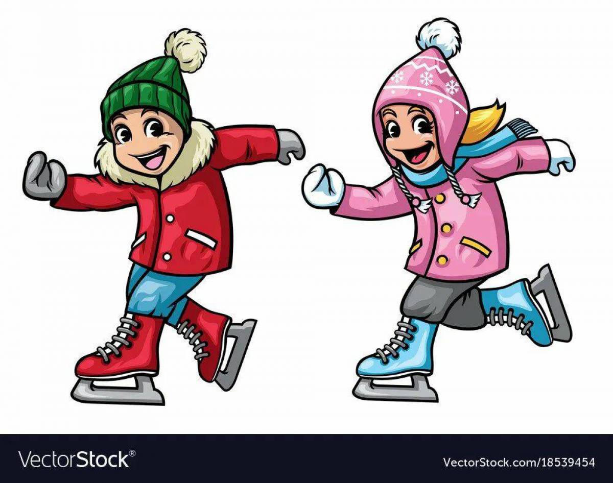 Дети катаются на коньках #32
