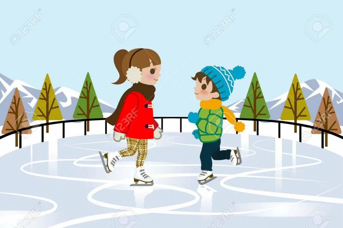 Дети катаются на коньках #36