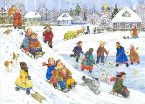 Раскраска дети играют зимой #27 #264021