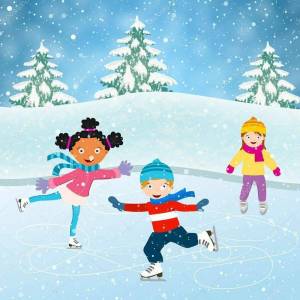 Раскраска дети катаются на коньках #3 #264035
