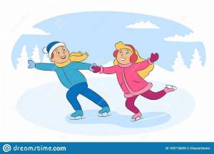 Раскраска дети катаются на коньках #24 #264056