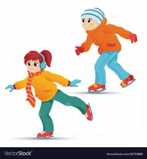 Раскраска дети катаются на коньках #26 #264058