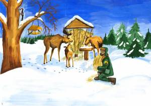 Раскраска дикие животные зимой для детей 4 5 лет #23 #267530