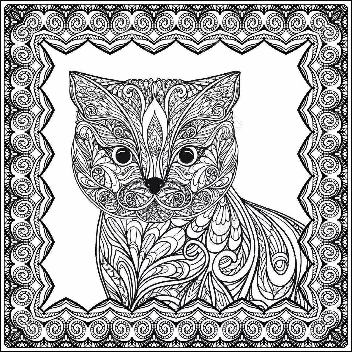 Раскраски котики сложные