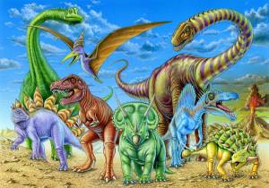 Раскраска динозавры много #1 #268407