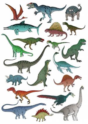 Раскраска динозавры много #17 #268423