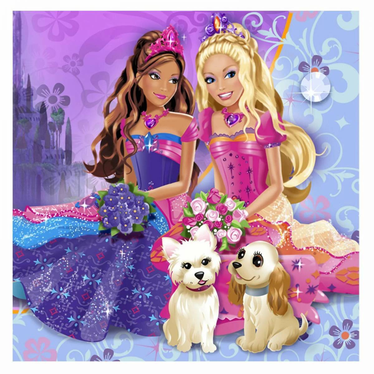 Картинки для девочек. Картина Барби. Мультики для девочек. Принцесса собачка. Модные мультики для девочек.