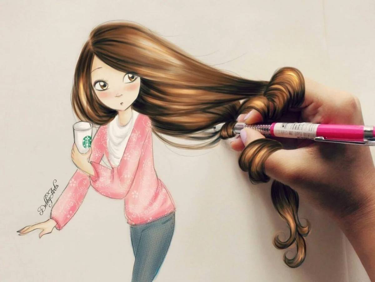 картинки мультяшных девушек карандашом