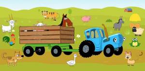 Раскраска синий трактор для детей #36 #24665