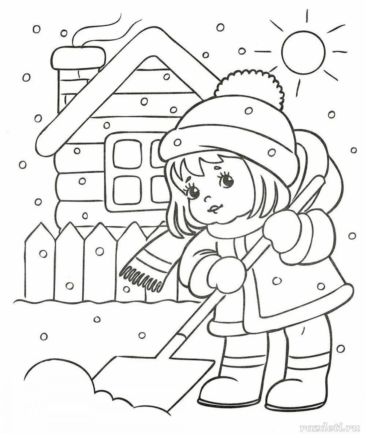 Для детей 3 4 лет крупные рисунки зима #3