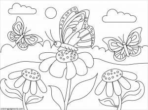 Раскраска для девочек цветы и бабочки #8 #276383