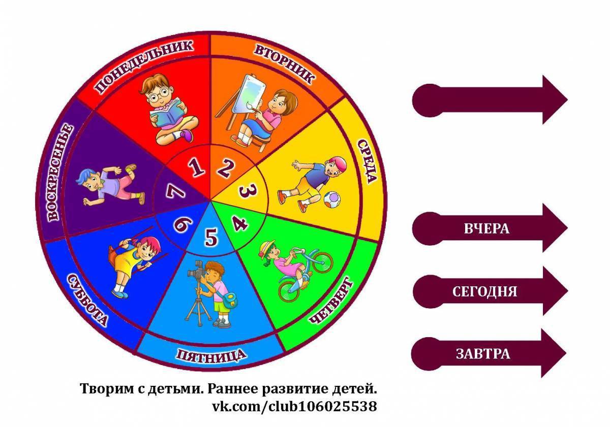 Дни недели в картинках для детского сада