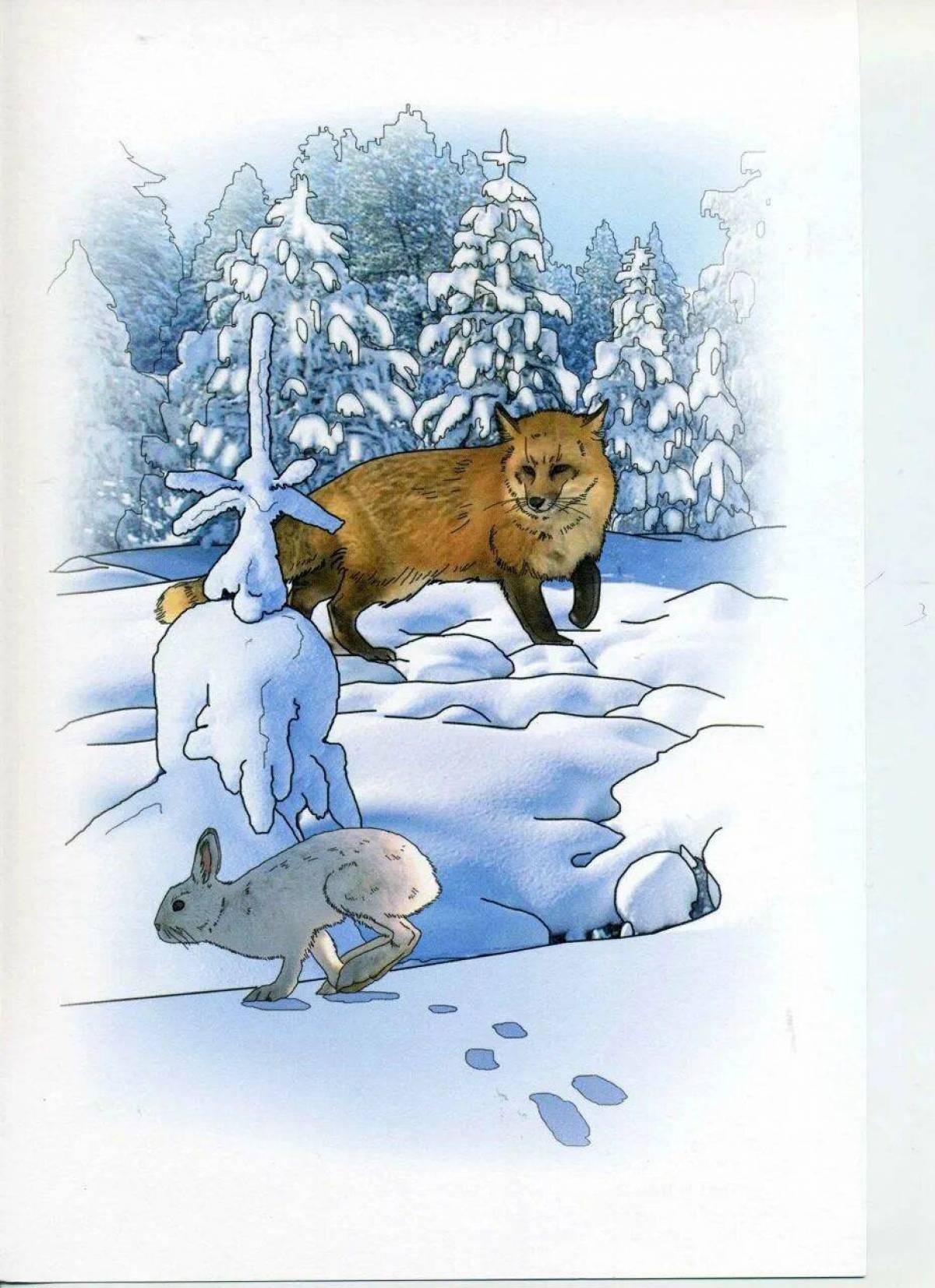 Для детей дикие животные зимой #8