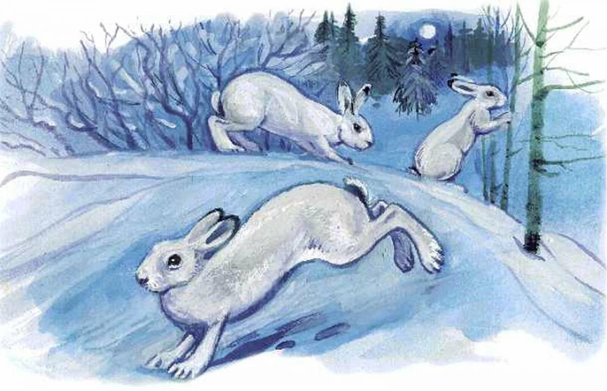 Для детей заяц зимой #20