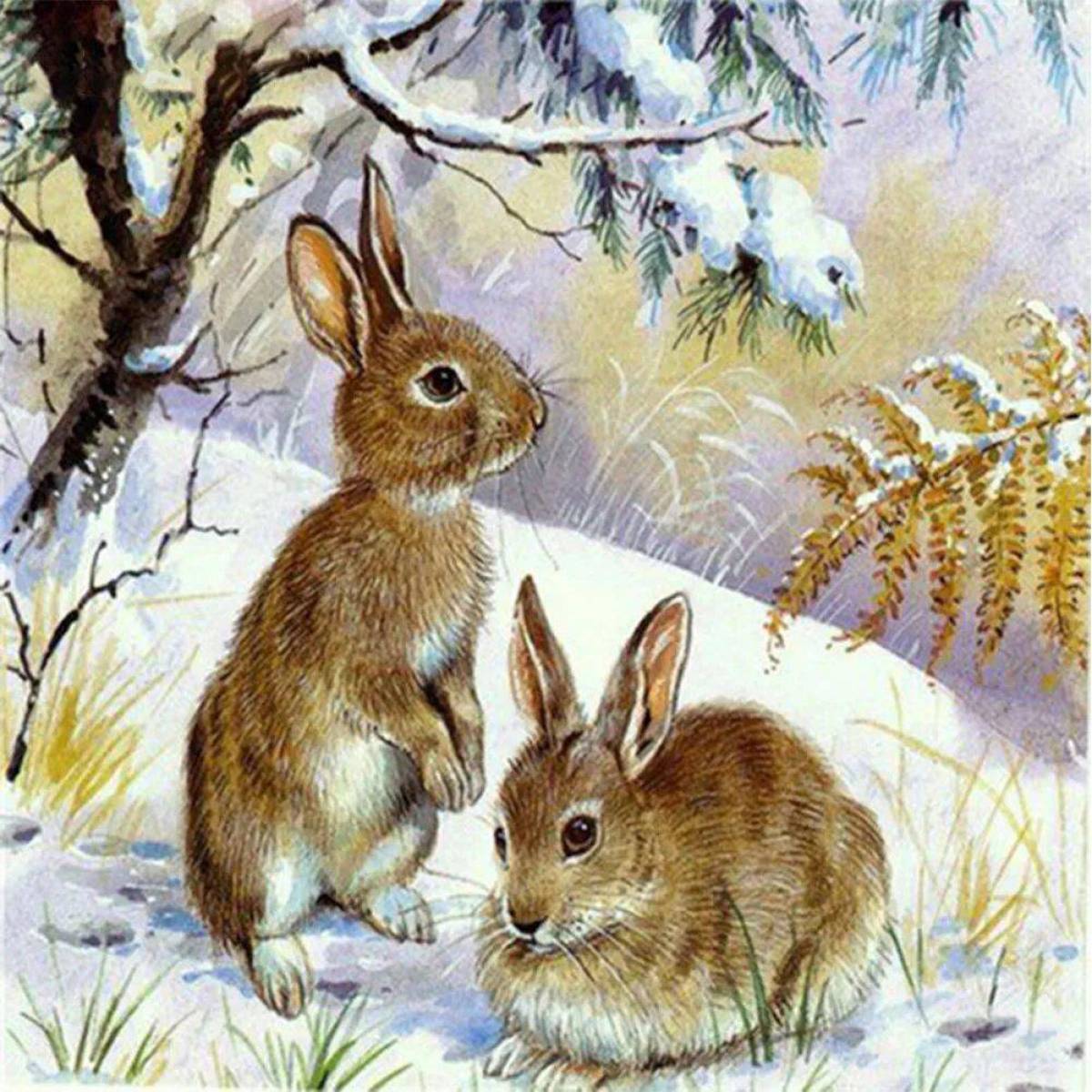 Для детей заяц зимой #32