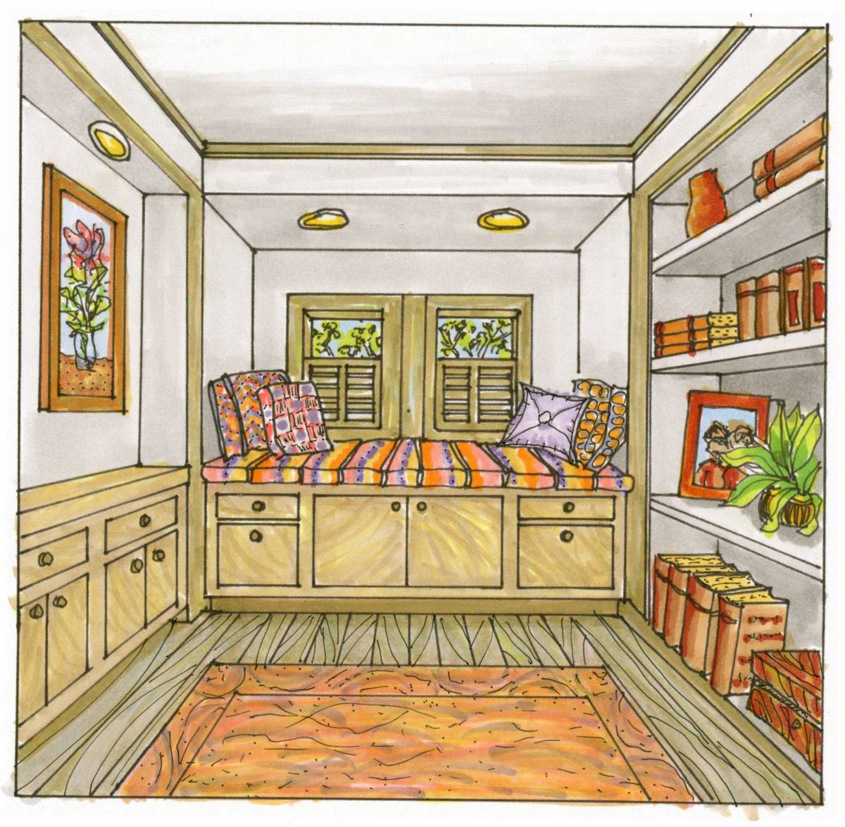 Рисунки интерьера комнаты