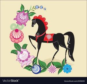 Раскраска для детей городецкий конь #6 #282413
