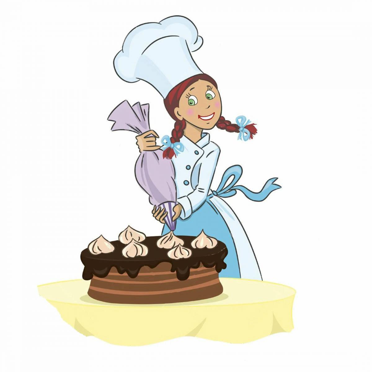 Рисунок на тему профессия кондитер. Кондитер картинка для детей. Кондитер рисунок для детей. Кондитер мультяшный. Повар рисунок.