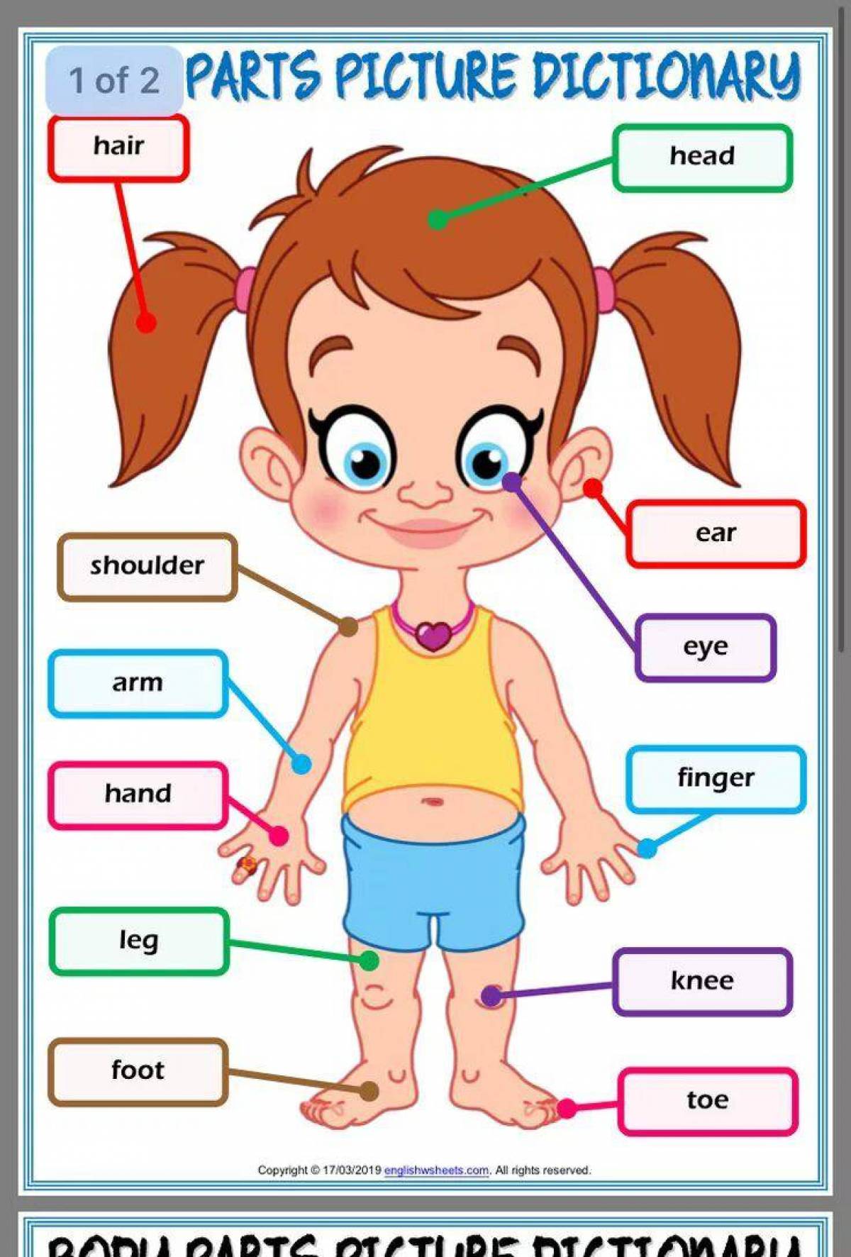 Части тела английский язык 2 класс презентация