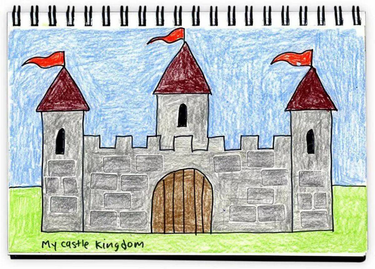 Средневековый замок 4 класс. Замок рисунок. Замок рисунок карандашом. Замок детский рисунок. Замок средневековья рисунок.