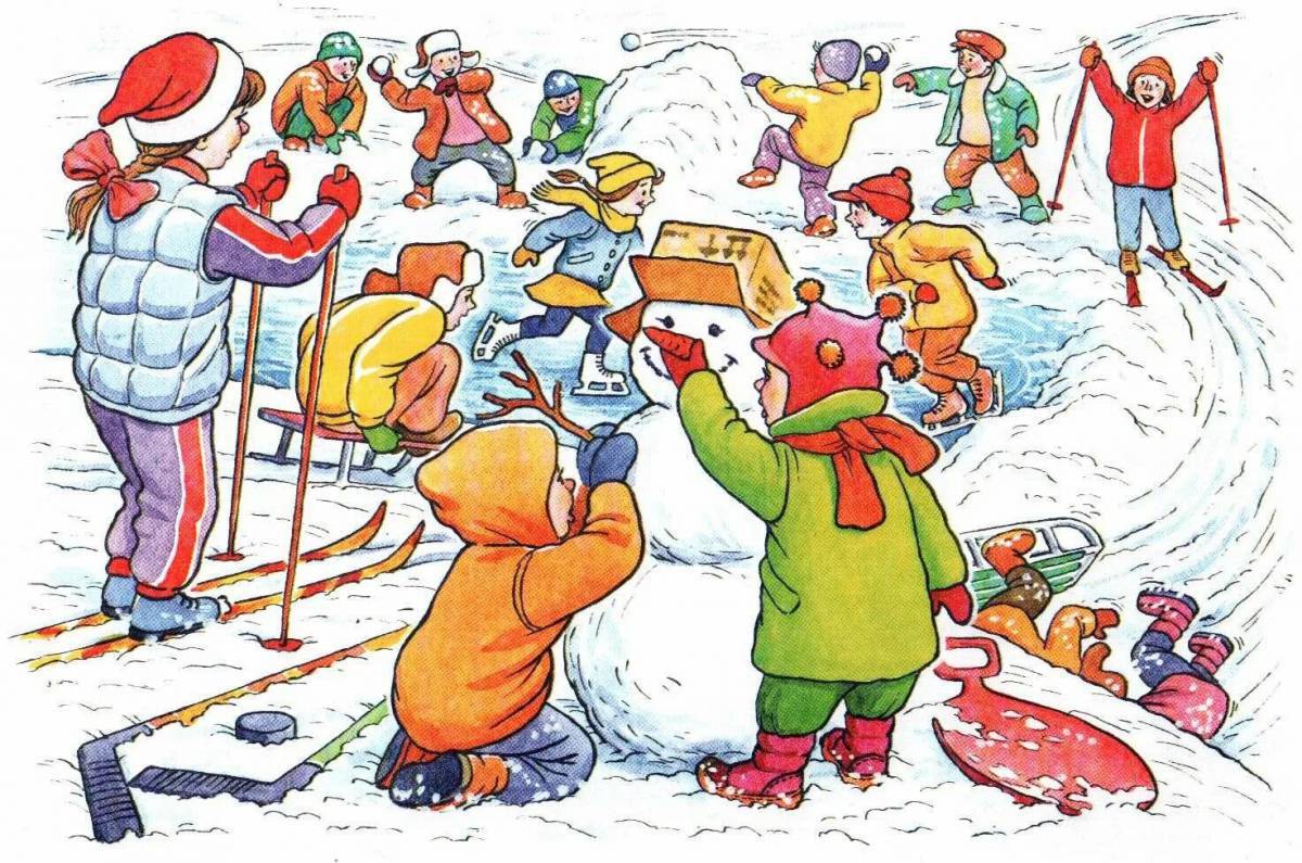 Для детей на тему зимние забавы #10