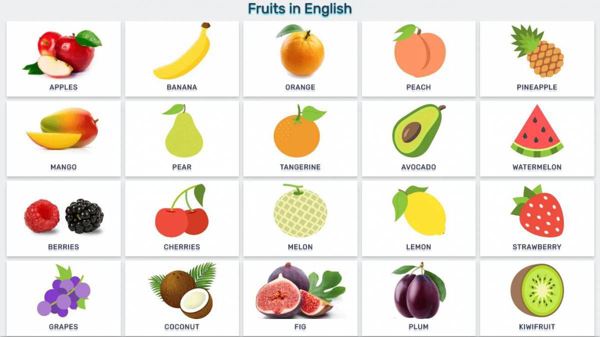 Для детей фрукты на английском #2