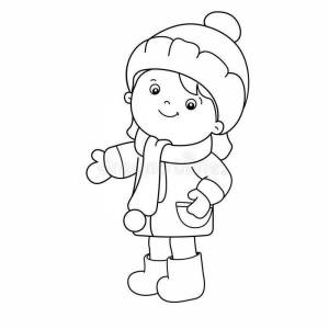 Раскраска для детей мальчик в зимней одежде #27 #284618
