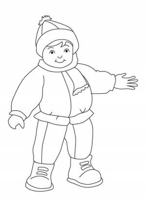 Раскраска для детей мальчик в зимней одежде #32 #284623