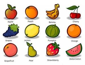 Раскраска для детей фрукты на английском #11 #286789
