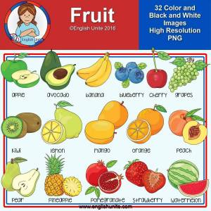 Раскраска для детей фрукты на английском #15 #286793