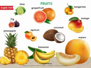 Раскраска для детей фрукты на английском #36 #286814