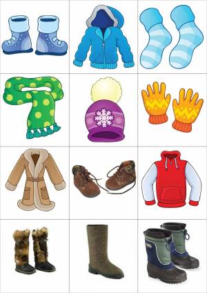Раскраска для дошкольников зимняя одежда #12 #287478