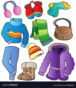 Раскраска для дошкольников зимняя одежда #13 #287479