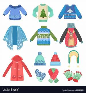 Раскраска для дошкольников зимняя одежда #26 #287492