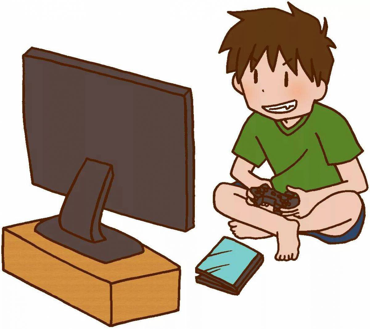 Games can he play. Мальчик играющий в компьютерную игру. Компьютер картинка для детей. Компьютер мультяшный. Компьютерные игры мультяшные.