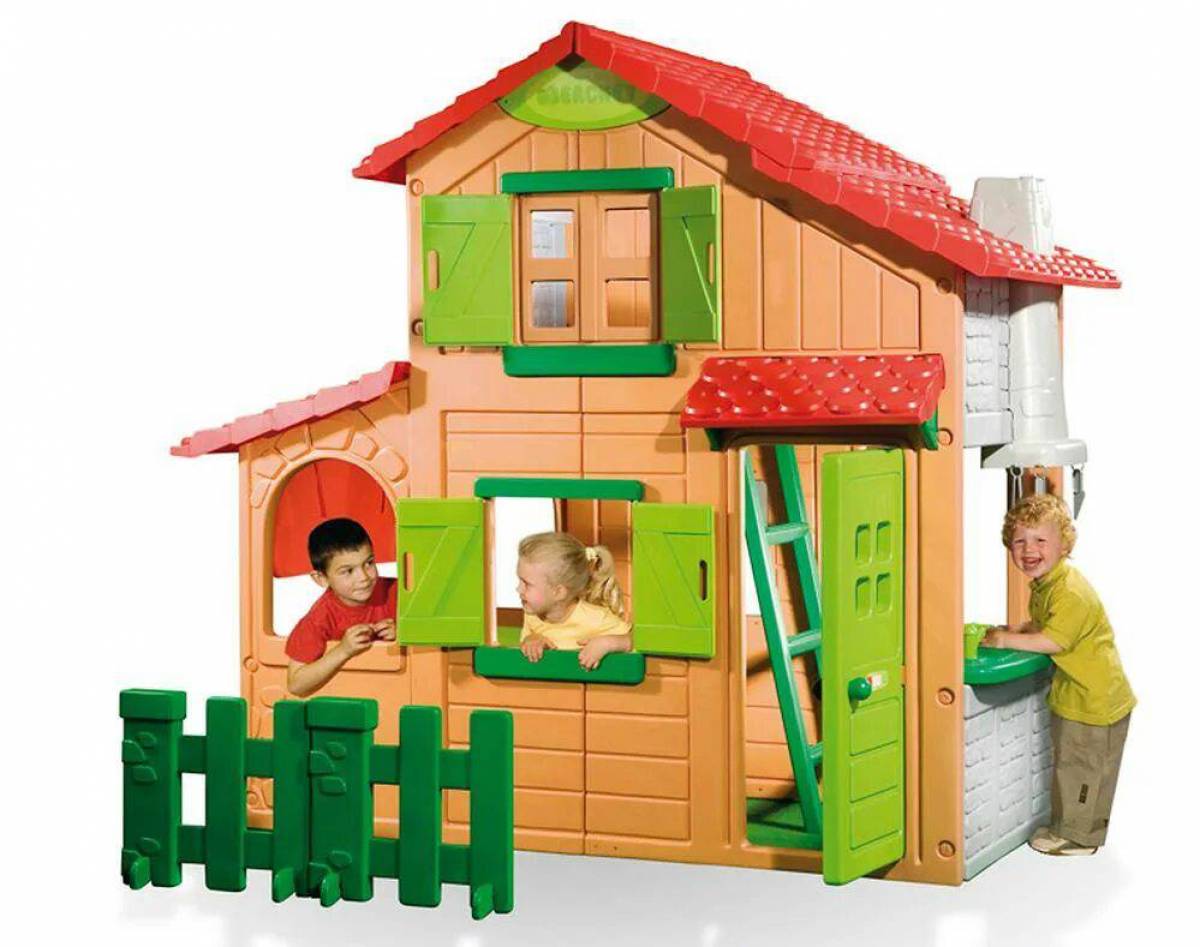 Включи дети домик. Домик Смоби двухэтажный. Двухэтажный коттедж Smoby 320023. Двухэтажный домик для детей. Большие игровые домики для детей.