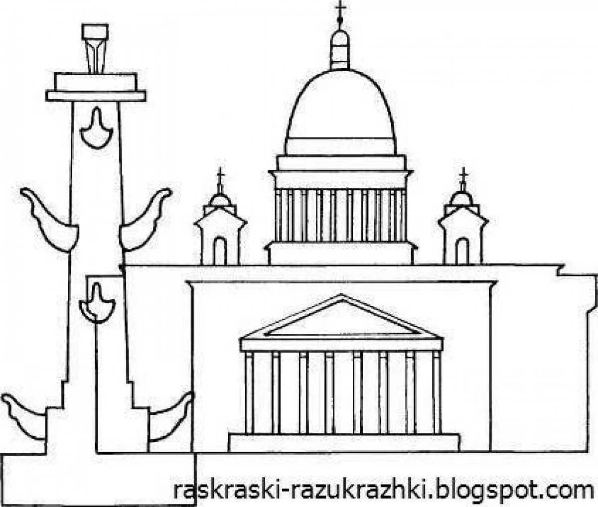 Санкт петербург рисунок для детей. Исаакиевский собор раскраска. Ростральные колонны Санкт-Петербург раскраска. Исаакиевский собор схематично. Ростральная колонна Исаакиевский Адмиралтейство.