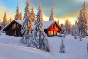 Раскраска домик зимой #2 #297080