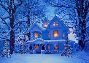 Раскраска домик зимой #10 #297088