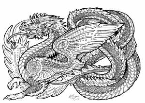 Раскраска дракон сложная #9 #299082