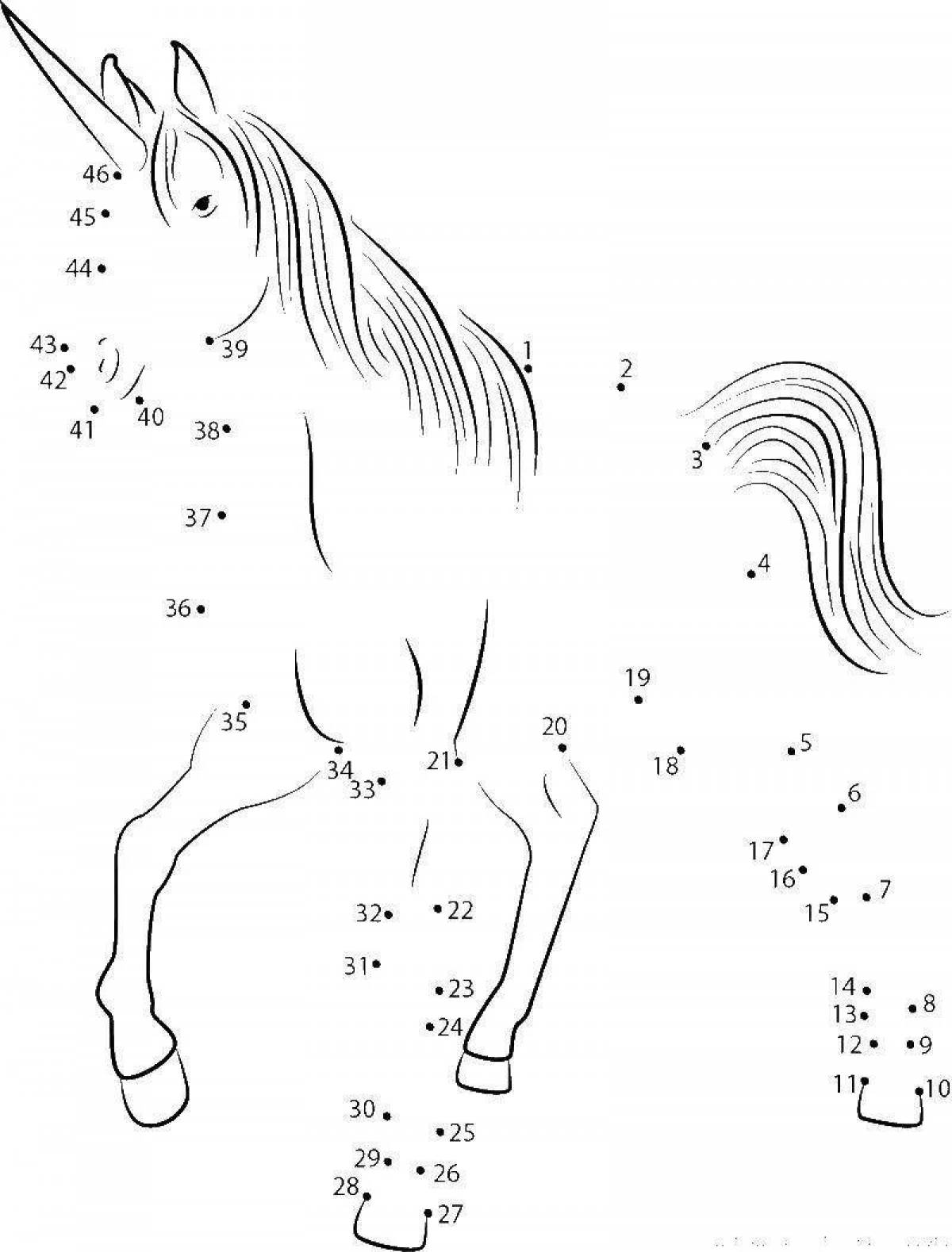Цифра лошадь. Рисование по цифрам для детей. Рисование по точкам Единорог. Единорог по точкам с цифрами для детей. Рисование по цифрам Единорог.