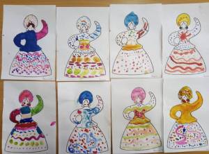 Раскраска дымковская барышня для детей #4 #300564