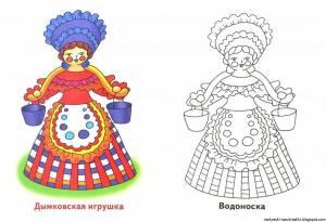 Раскраска дымковская барышня для детей #38 #300598