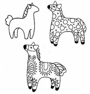 Раскраска дымковская лошадка для детей шаблоны #12 #300942